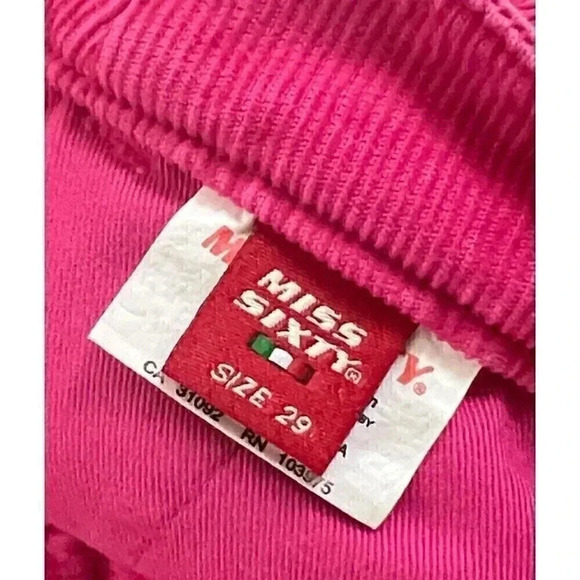 Miss Sixty Womens Easy Oliver Trousers Corduroy Pants Sz 29 Y2K Barbiecore Long - Picture 13 of 16